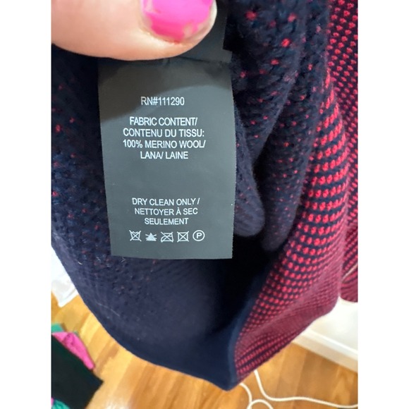 Derek Lam New York Merino Wool‎ Sweater Red Black Knit Crew Neck Size L/G - Picture 4 of 7